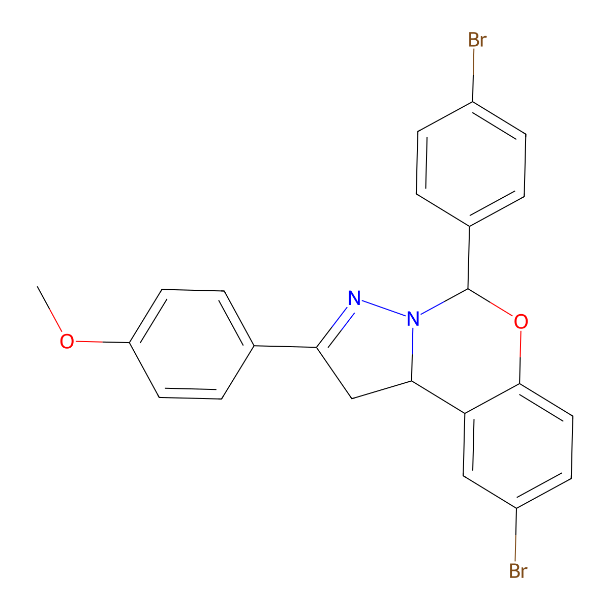 4-(9-BR-5-(4-BR-PH)-1,10B-Dihydropyrazolo(1,5-C)(1,3)benzoxazin-2-YL)PH ME ether molecular structure, CAS 303061-03-2