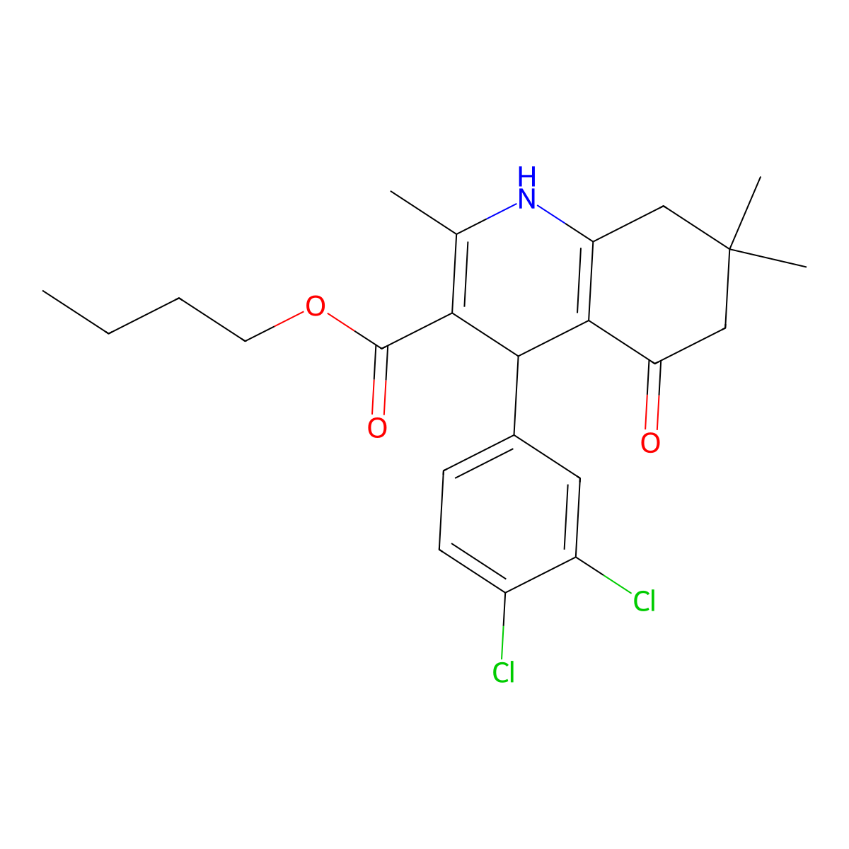 Butyl 4-(3,4-dichlorophenyl)-2,7,7-trimethyl-5-oxo-1,4,5,6,7,8-hexahydro-3-quinolinecarboxylate molecular structure, CAS 303061-07-6