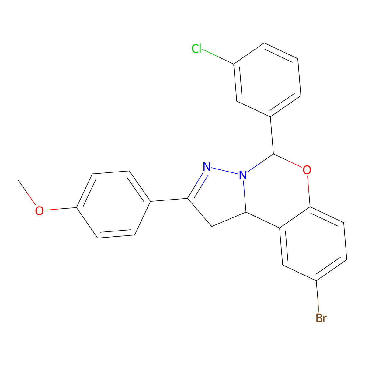4-(9-BR-5-(3-CL-PH)-1,10B-Dihydropyrazolo(1,5-C)(1,3)benzoxazin-2-YL)PH ME ether molecular structure, CAS 303061-08-7