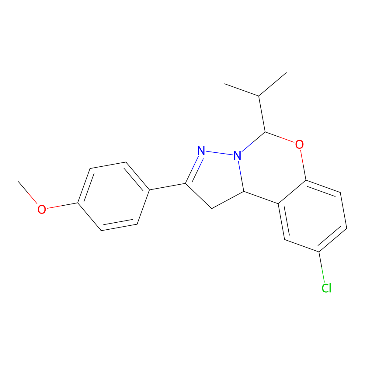 9-CL-5-Isopropyl-2-(4-methoxyphenyl)1,10B-dihydropyrazolo(1,5-C)(1,3)benzoxazine molecular structure, CAS 303061-28-1