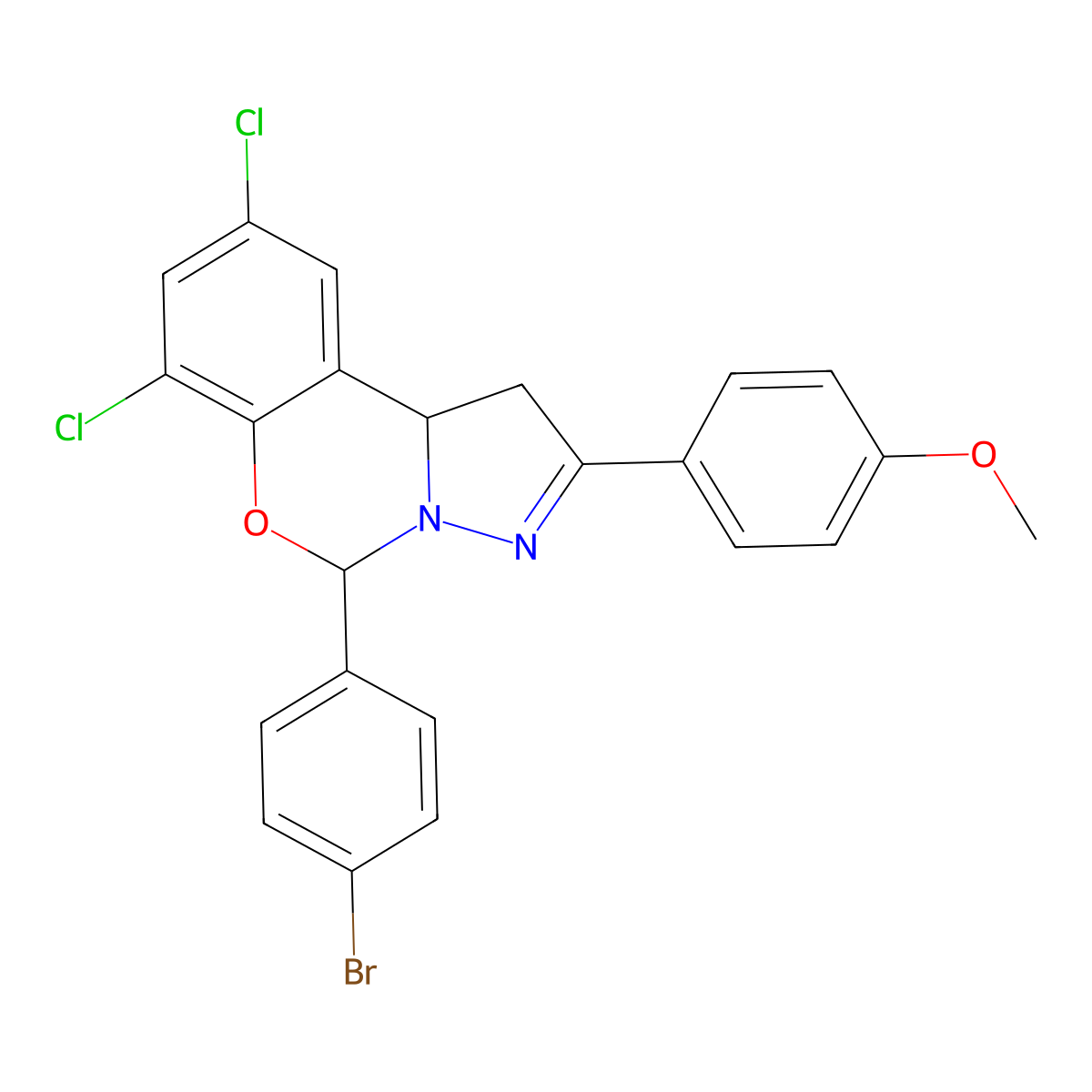 5-(4-BR-PH)-7,9-DI-CL-2-(4-Meo-PH)-1,10B-dihydropyrazolo(1,5-C)(1,3)benzoxazine molecular structure, CAS 303061-36-1