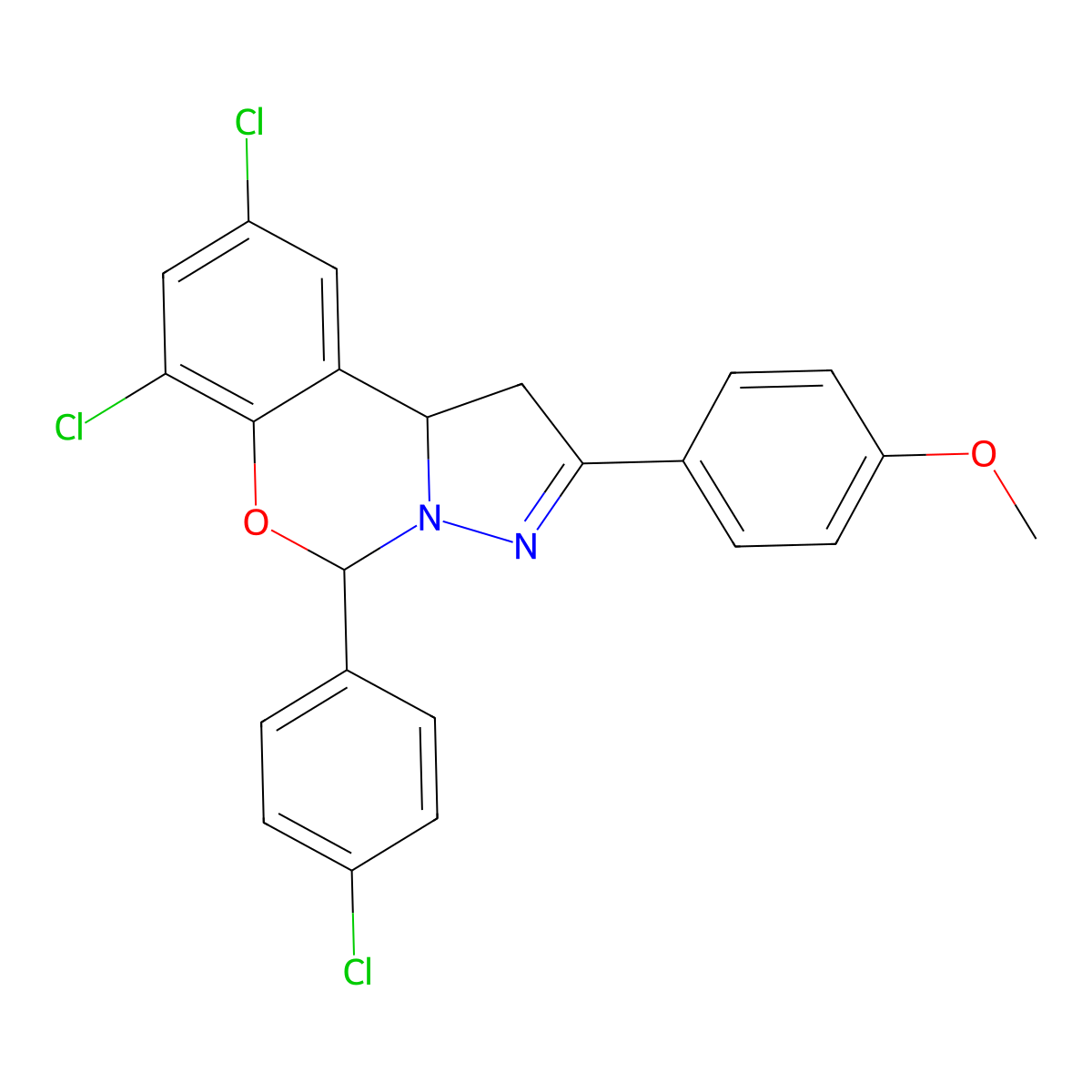 7,9-DI-CL-5-(4-CL-PH)-2-(4-Meo-PH)-1,10B-dihydropyrazolo(1,5-C)(1,3)benzoxazine molecular structure, CAS 303061-38-3