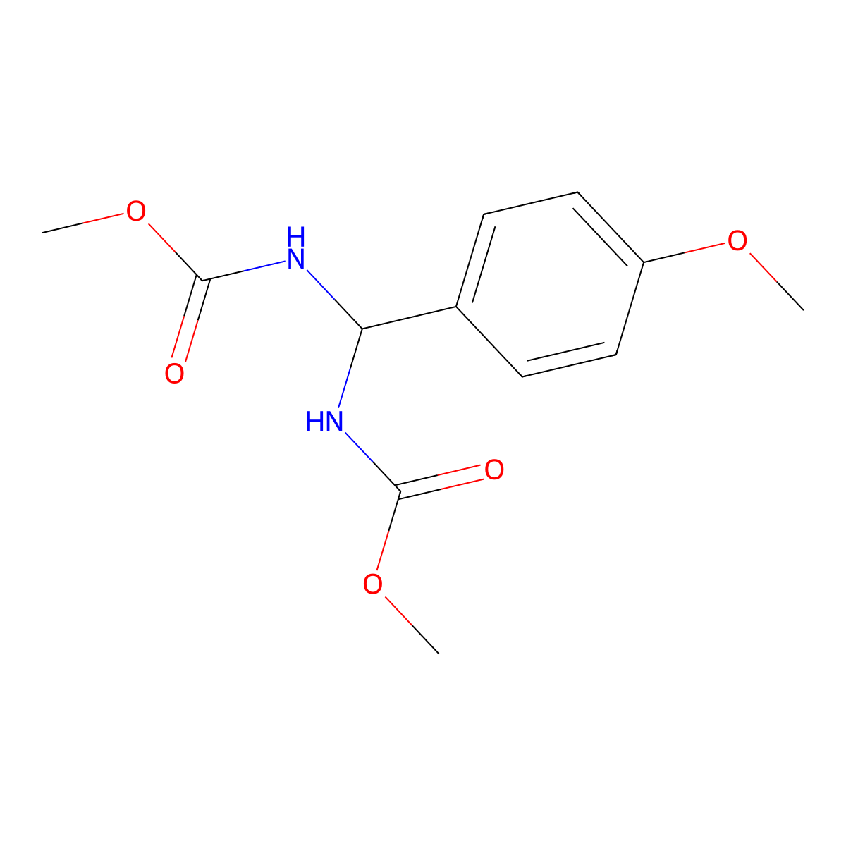 (Methoxycarbonylamino-(4-methoxy-phenyl)-methyl)-carbamic acid methyl ester molecular structure, CAS 303061-60-1