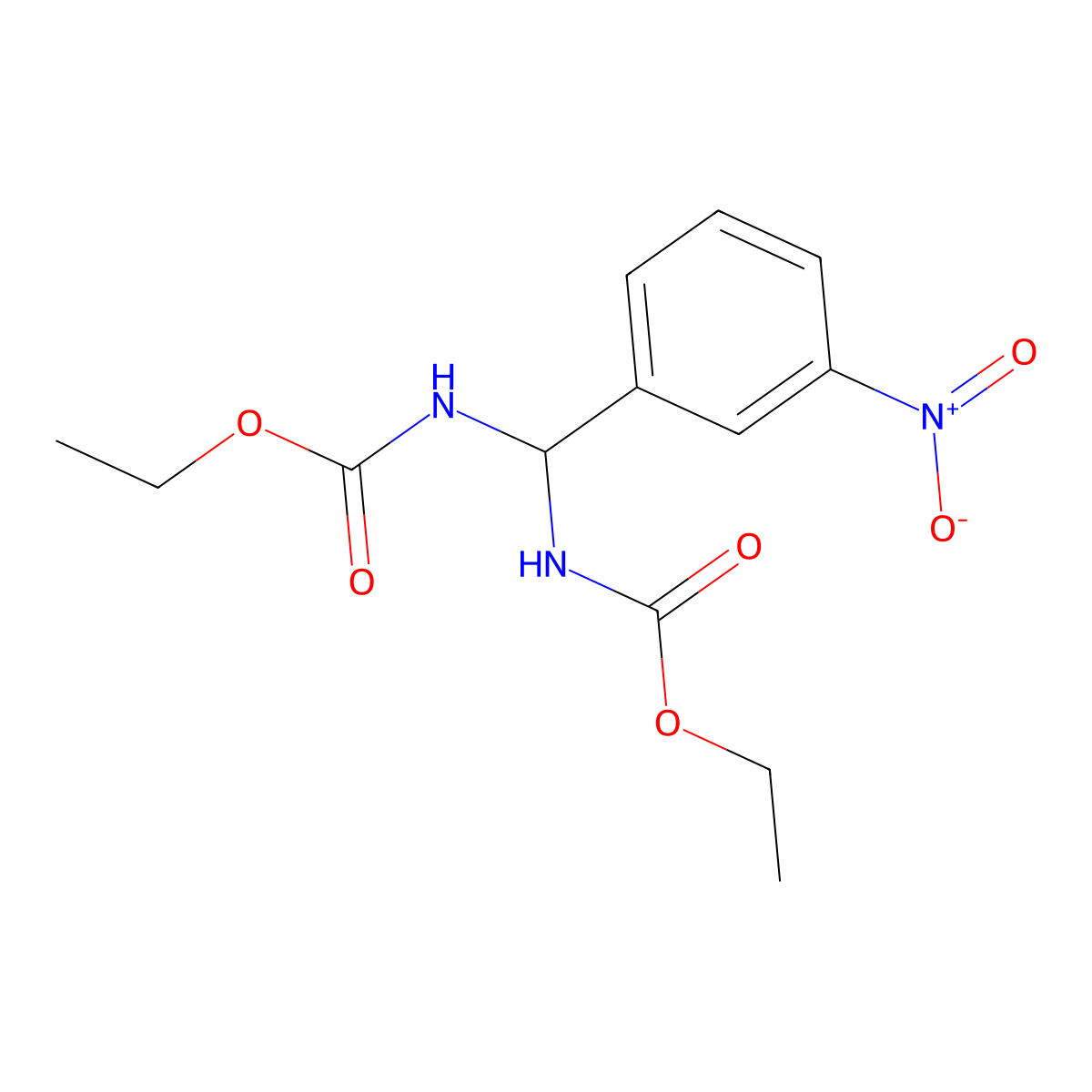 Diethyl ((3-nitrophenyl)methylene)dicarbamate molecular structure, CAS 303061-61-2