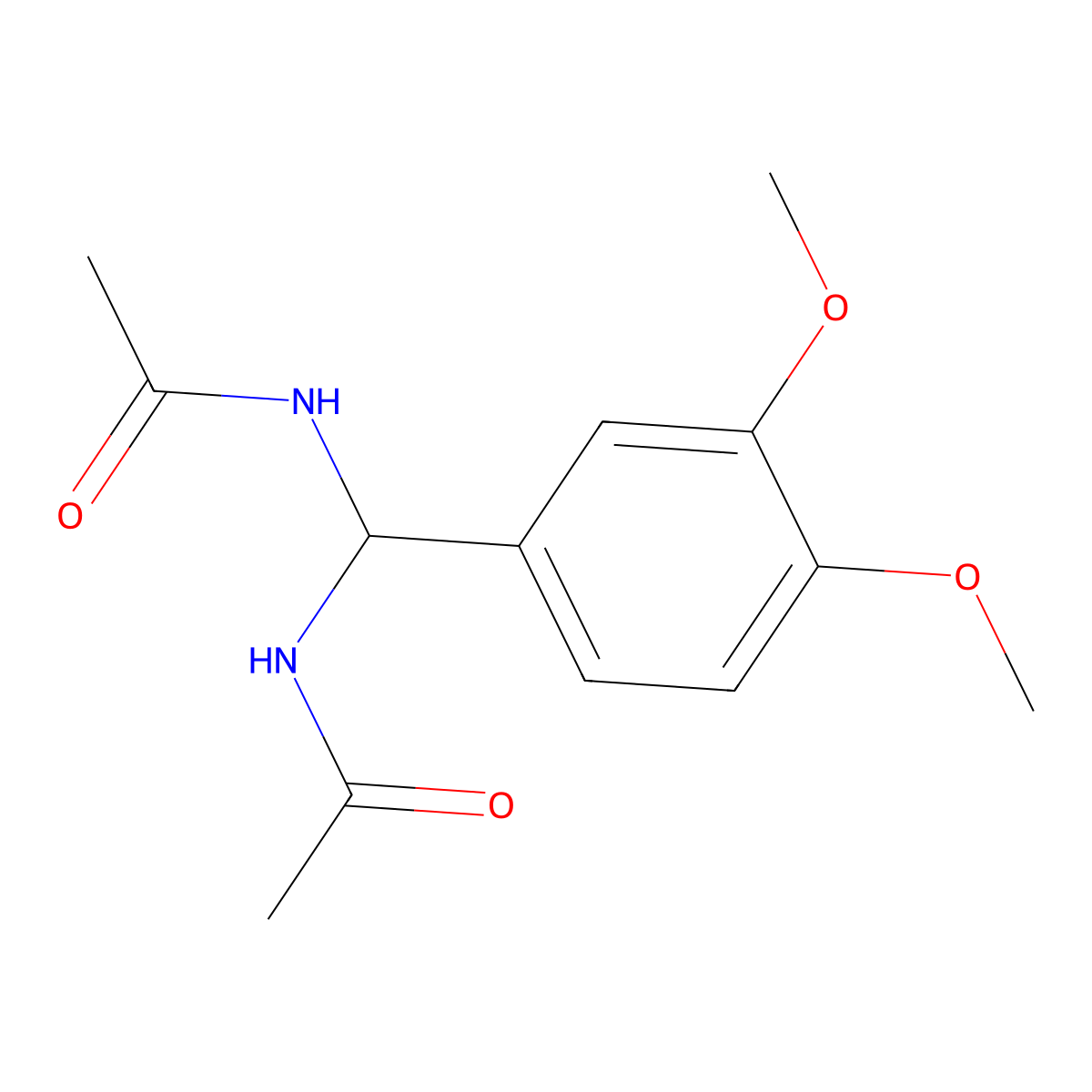 N-((Acetylamino)(3,4-dimethoxyphenyl)methyl)acetamide molecular structure, CAS 303061-62-3