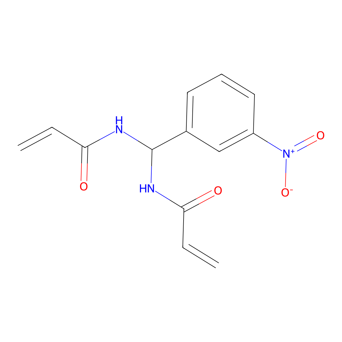 N-((Acryloylamino)(3-nitrophenyl)methyl)acrylamide molecular structure, CAS 303061-64-5