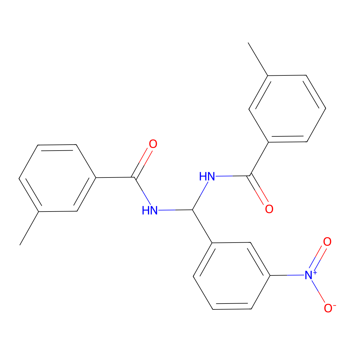 3-Methyl-N-(((3-methylbenzoyl)amino)(3-nitrophenyl)methyl)benzamide molecular structure, CAS 303061-71-4