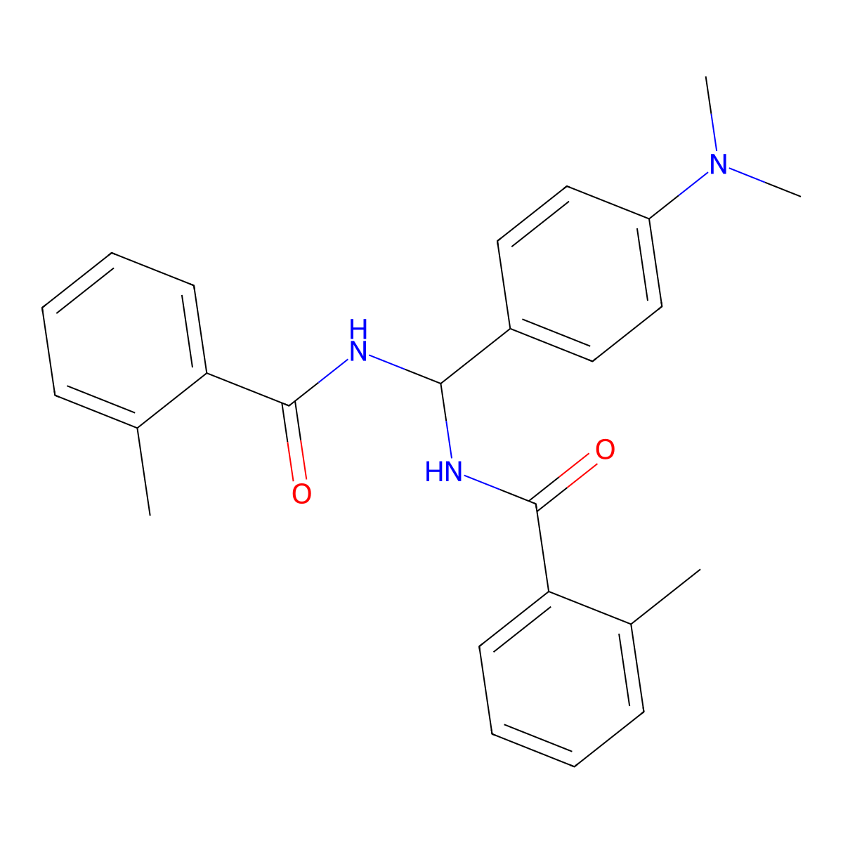 N-((4-(Dimethylamino)phenyl)((2-methylbenzoyl)amino)methyl)-2-methylbenzamide molecular structure, CAS 303061-75-8