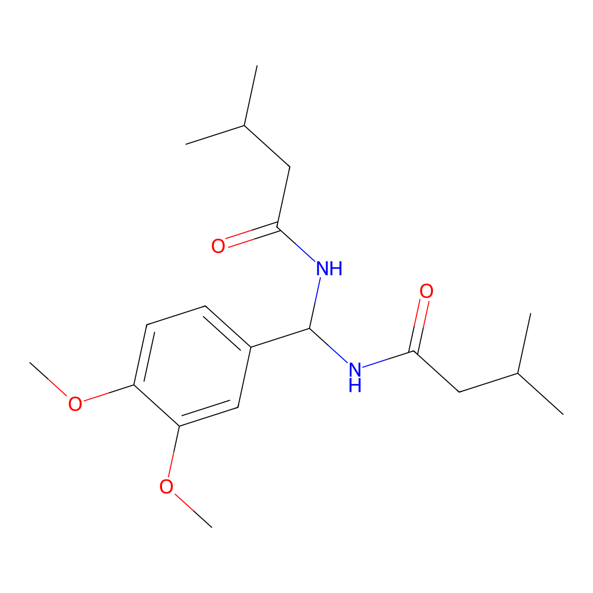 N-[(3,4-dimethoxyphenyl)(3-methylbutanamido)methyl]-3-methylbutanamide molecular structure, CAS 303061-78-1