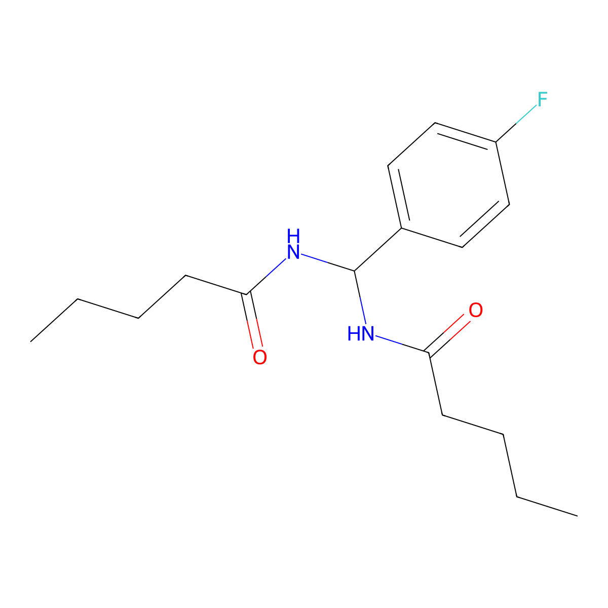 N-((4-Fluorophenyl)(pentanoylamino)methyl)pentanamide molecular structure, CAS 303061-81-6