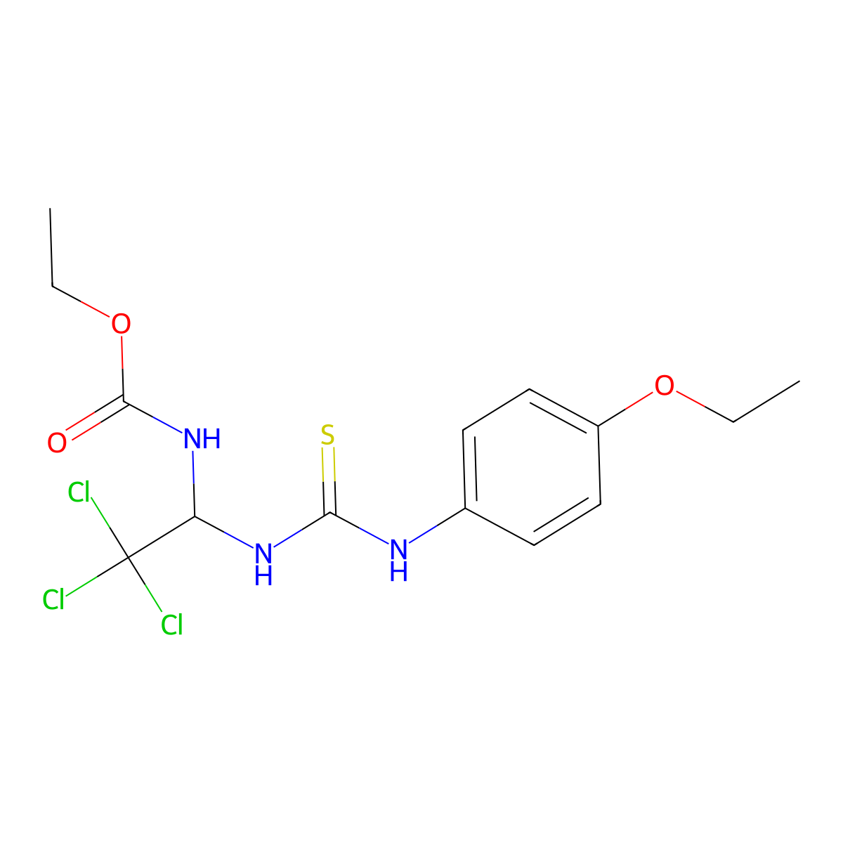 Ethyl 2,2,2-trichloro-1-(((4-ethoxyanilino)carbothioyl)amino)ethylcarbamate molecular structure, CAS 303061-91-8