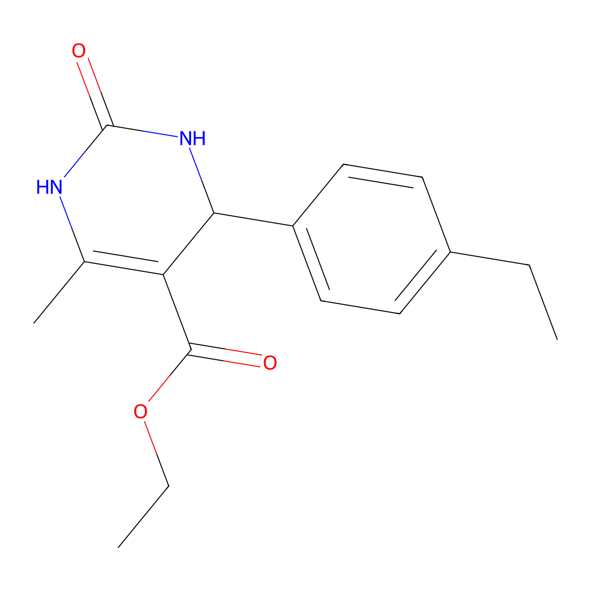 Ethyl 4-(4-ethylphenyl)-6-methyl-2-oxo-1,2,3,4-tetrahydropyrimidine-5-carboxylate molecular structure, CAS 303062-07-9