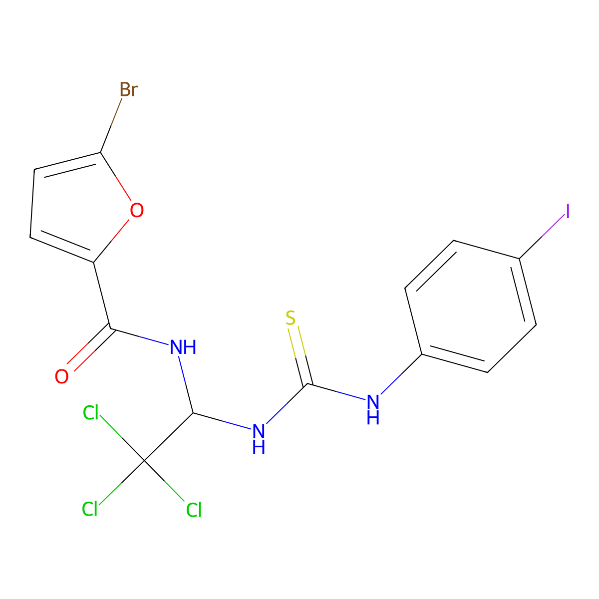 5-BR-N-(2,2,2-Trichloro-1-(((4-iodoanilino)carbothioyl)amino)ethyl)-2-furamide molecular structure, CAS 303062-08-0