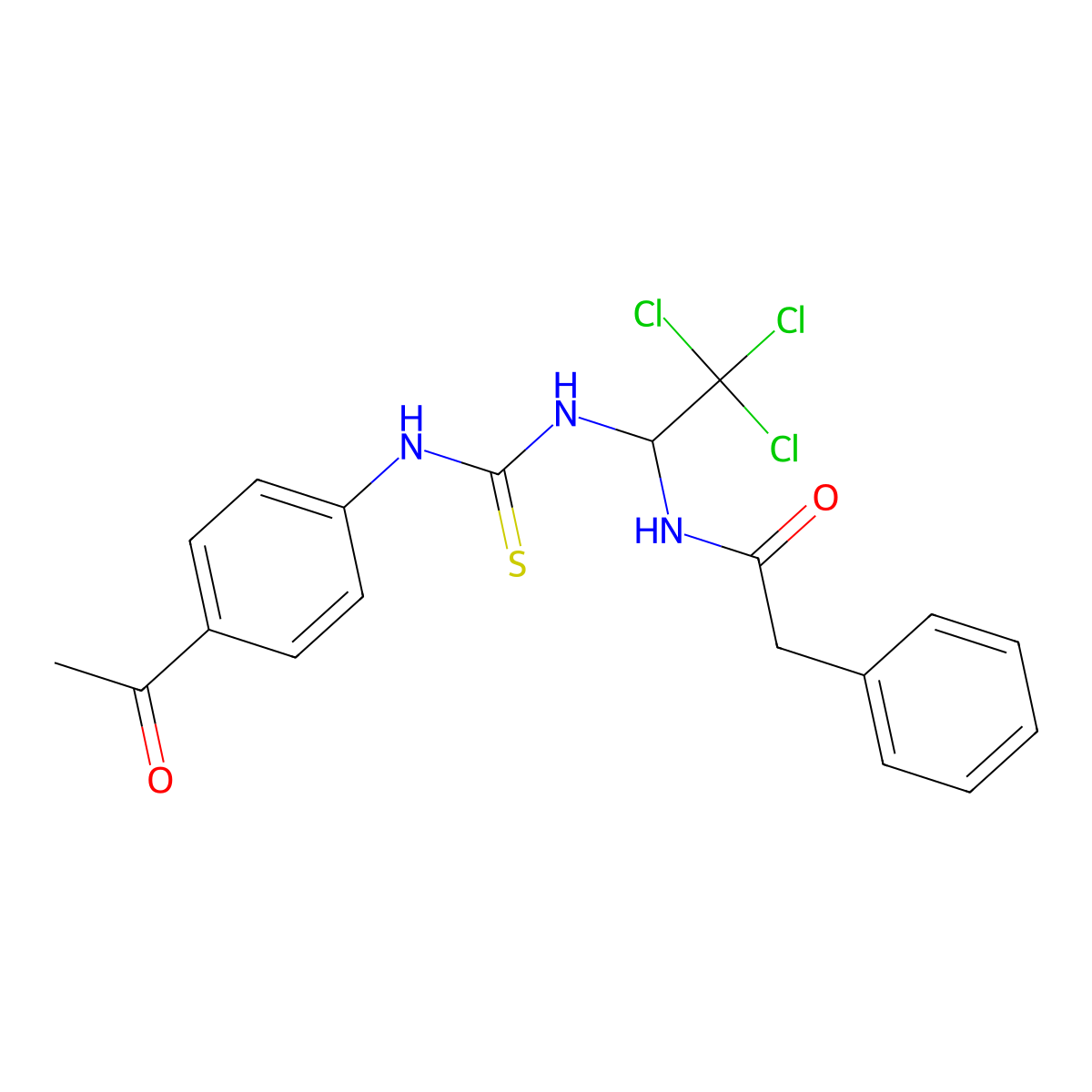 N-(1-(((4-Acetylanilino)carbothioyl)amino)-2,2,2-tri-CL-ethyl)-2-phenylacetamide molecular structure, CAS 303062-46-6