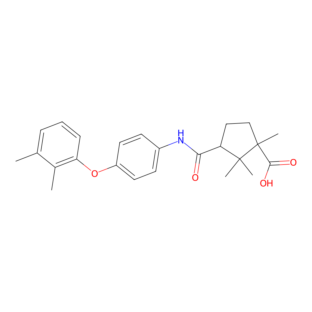 3-((4-(2,3-Dimethylphenoxy)phenyl)carbamoyl)-1,2,2-trimethylcyclopentanecarboxylic acid molecular structure, CAS 303062-53-5