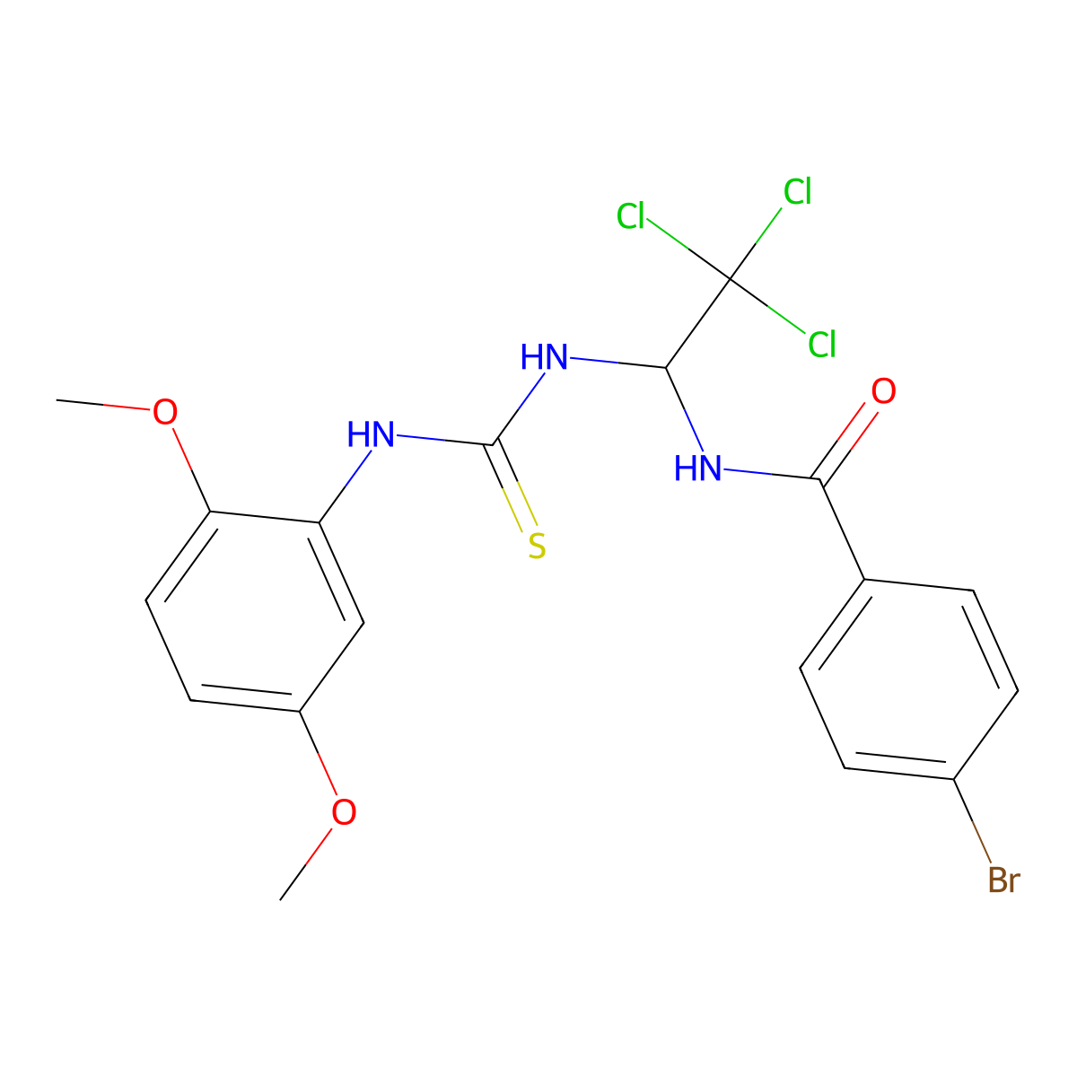 4-BR-N-(2,2,2-Trichloro-1-(((2,5-dimethoxyanilino)carbothioyl)amino)ET)benzamide molecular structure, CAS 303062-58-0