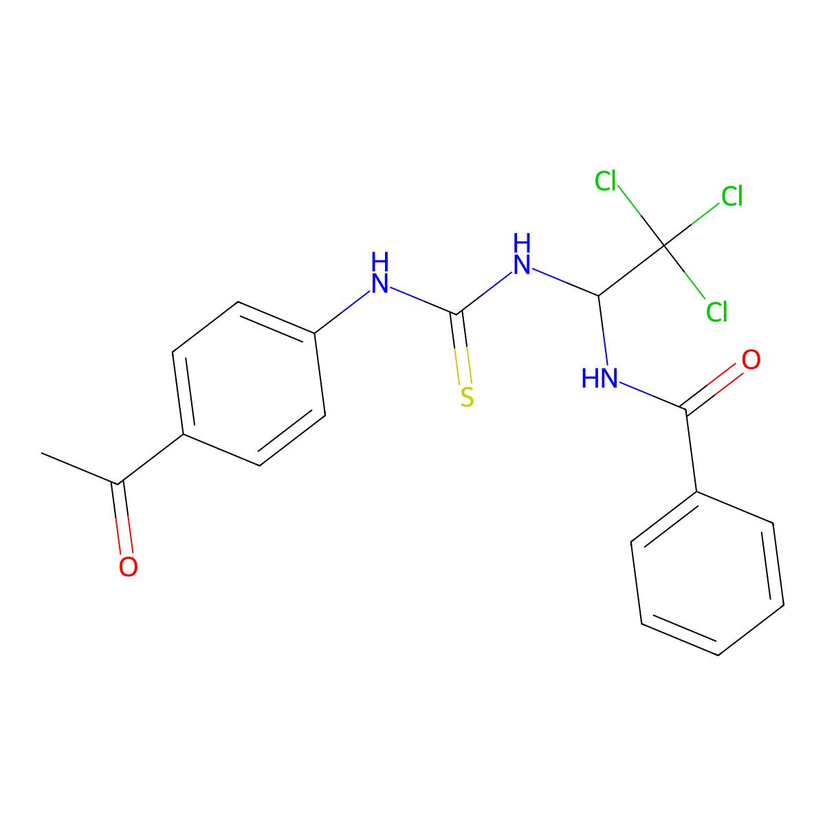 N-(1-(((4-Acetylanilino)carbothioyl)amino)-2,2,2-trichloroethyl)benzamide molecular structure, CAS 303062-65-9