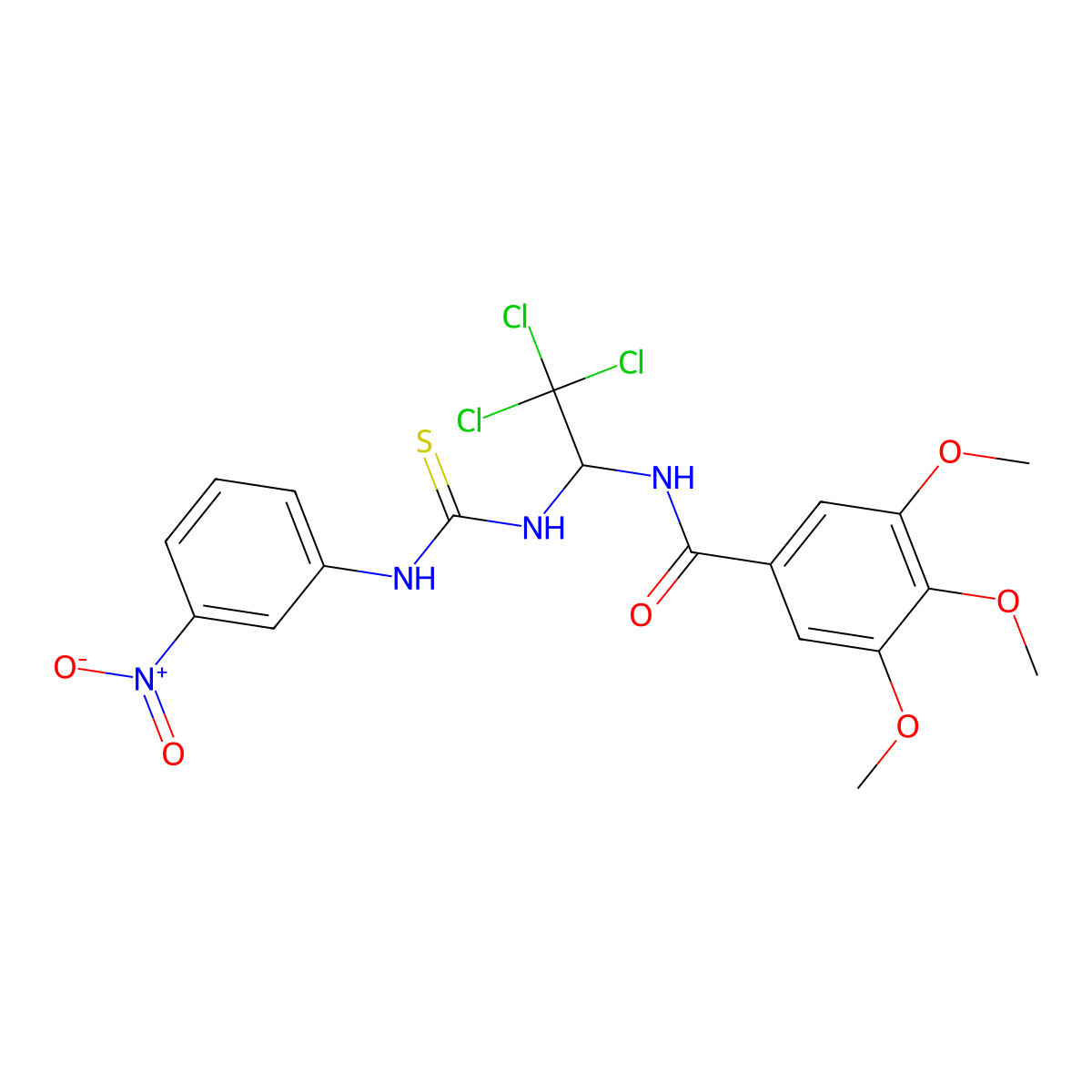 3,4,5-Tri-meo-N-(2,2,2-tri-CL-1-(((3-nitroanilino)carbothioyl)amino)ET)benzamide molecular structure, CAS 303062-75-1