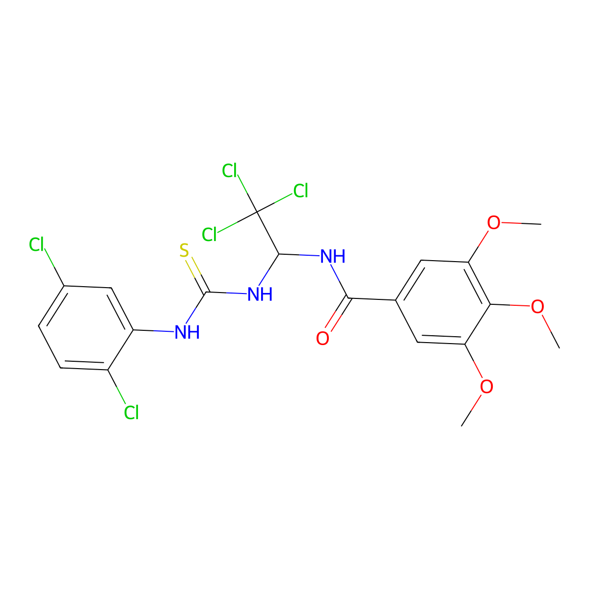 3,4,5-Trimethoxy-N-(2,2,2-trichloro-1-{[(2,5-dichloroanilino)carbothioyl]amino}ethyl)benzamide molecular structure, CAS 303062-81-9