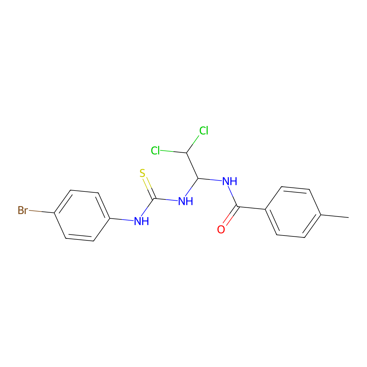 N-(1-(((4-Bromoanilino)carbothioyl)amino)-2,2-dichloroethyl)-4-methylbenzamide molecular structure, CAS 303063-23-2