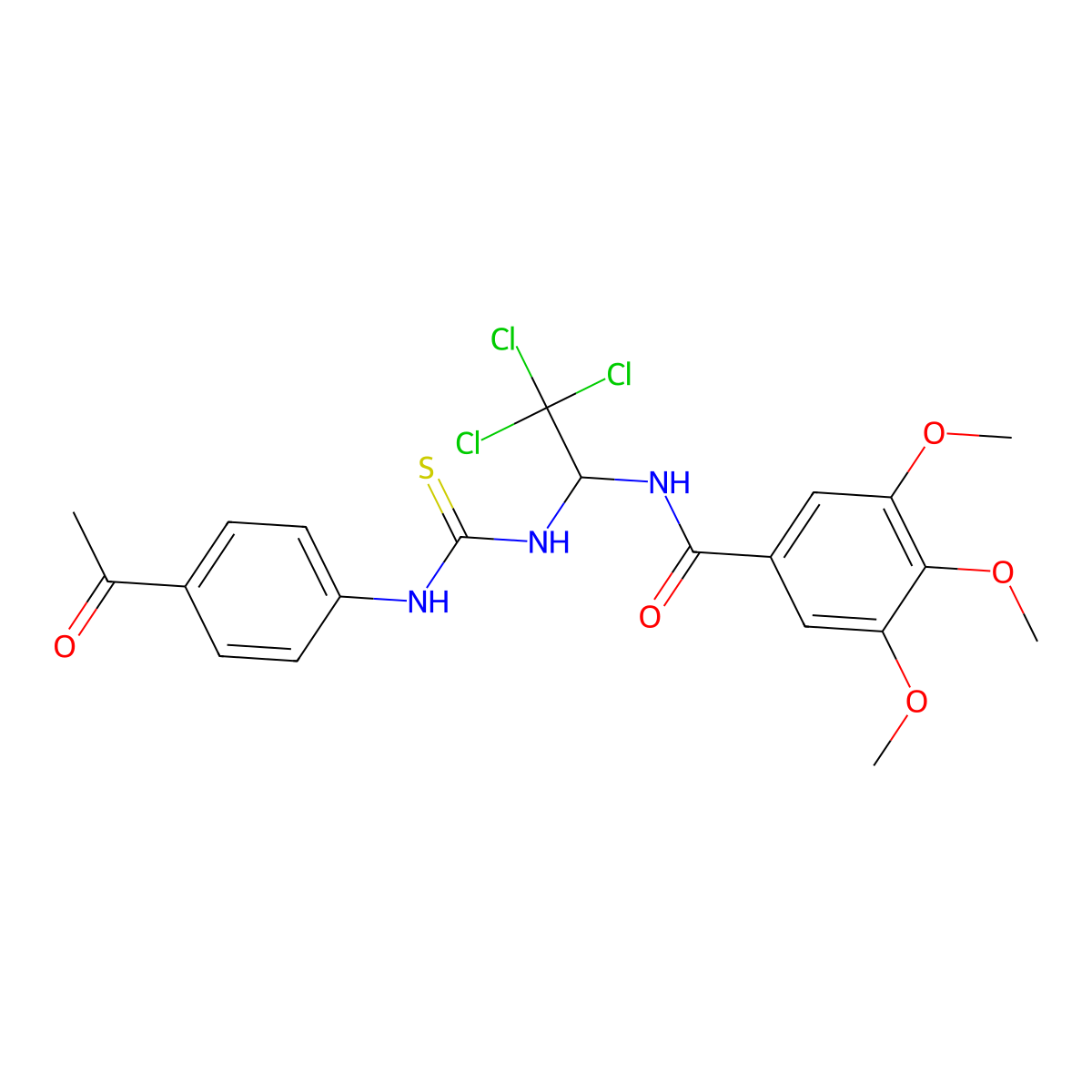 N-(1-{[(4-Acetylanilino)carbothioyl]amino}-2,2,2-trichloroethyl)-3,4,5-trimethoxybenzamide molecular structure, CAS 303063-30-1