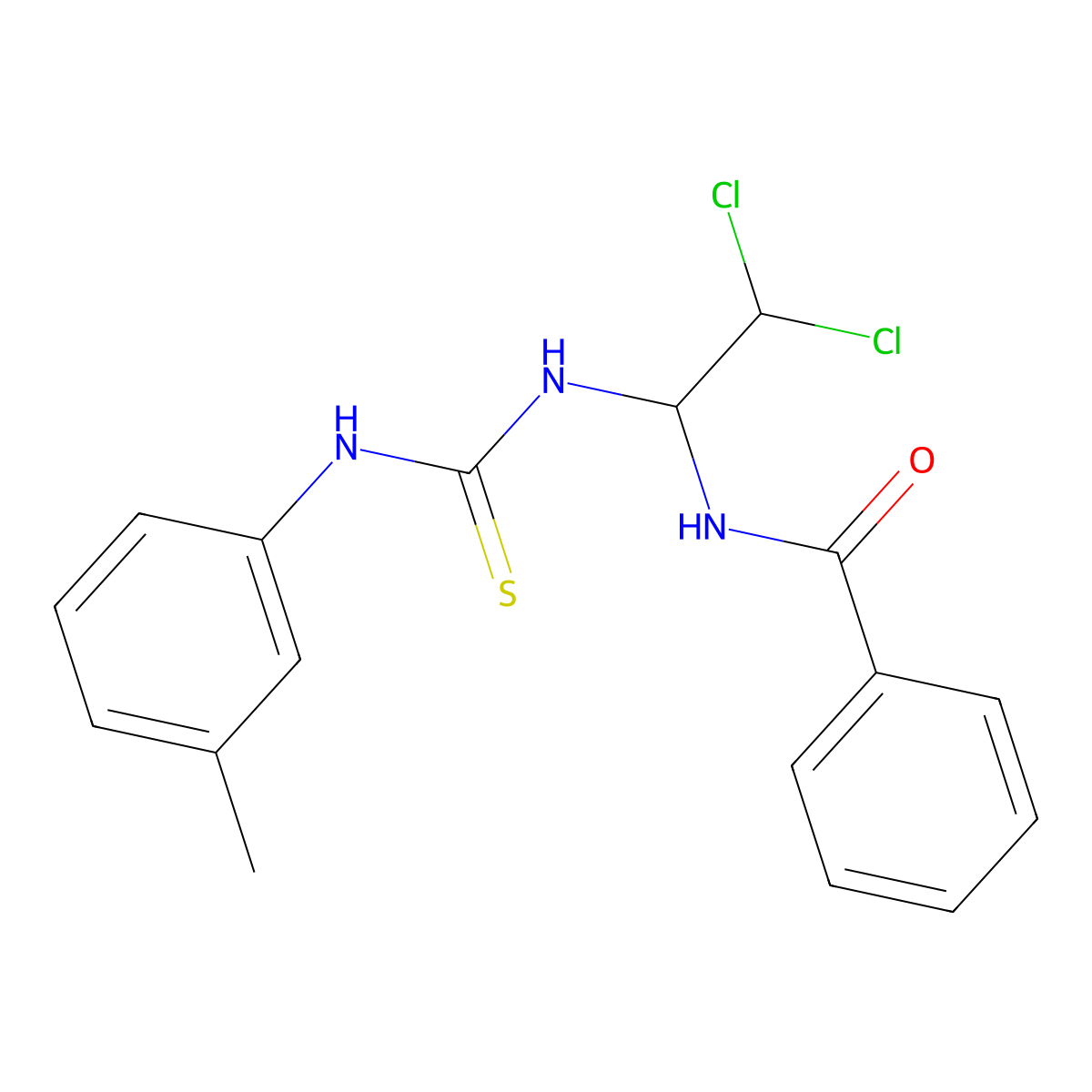 N-(2,2-Dichloro-1-((3-toluidinocarbothioyl)amino)ethyl)benzamide molecular structure, CAS 303063-32-3