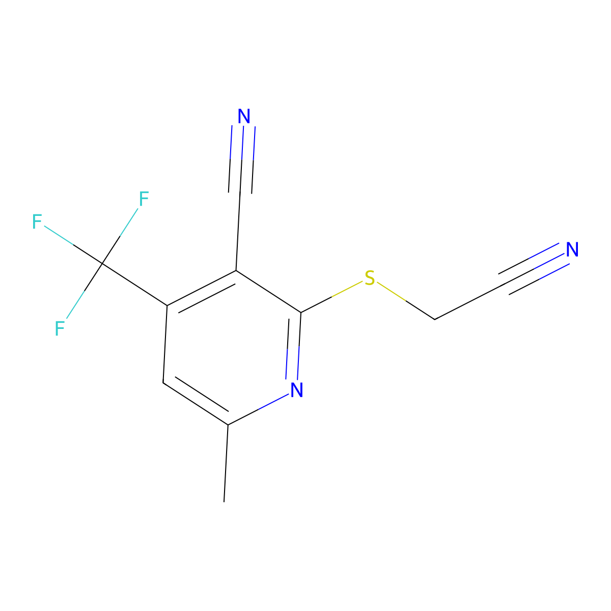 2-(Cyanomethylsulfanyl)-6-methyl-4-(trifluoromethyl)pyridine-3-carbonitrile molecular structure, CAS 303063-70-9