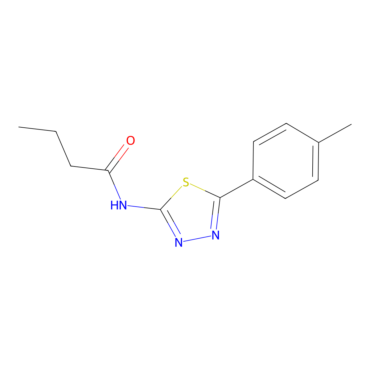 N-(5-(p-tolyl)-1,3,4-thiadiazol-2-yl)butyramide molecular structure, CAS 303064-08-6