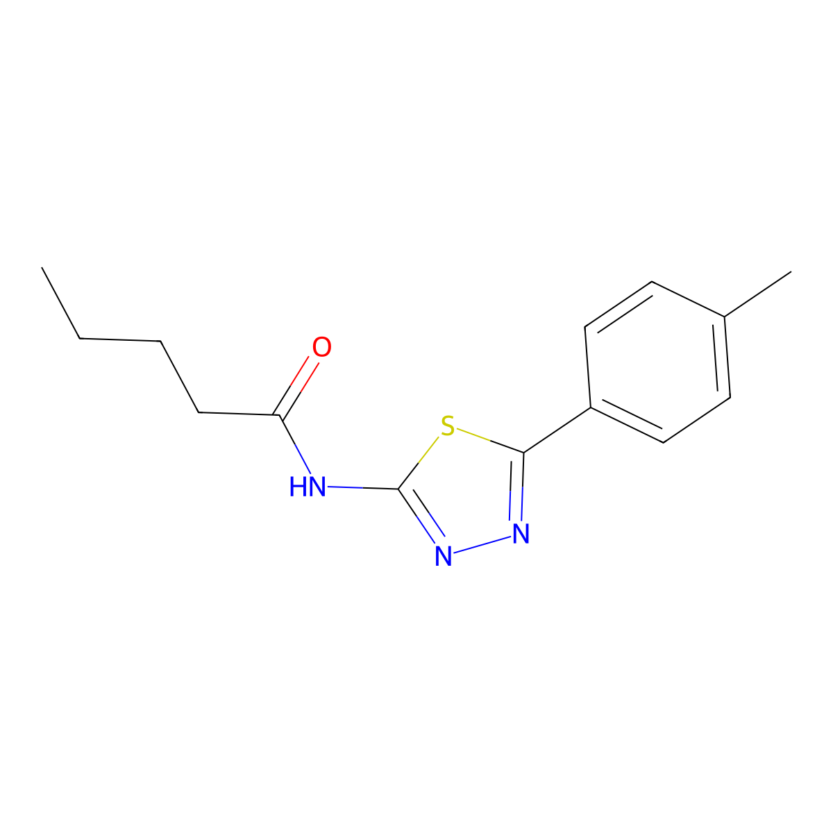 N-(5-(p-tolyl)-1,3,4-thiadiazol-2-yl)pentanamide molecular structure, CAS 303064-10-0
