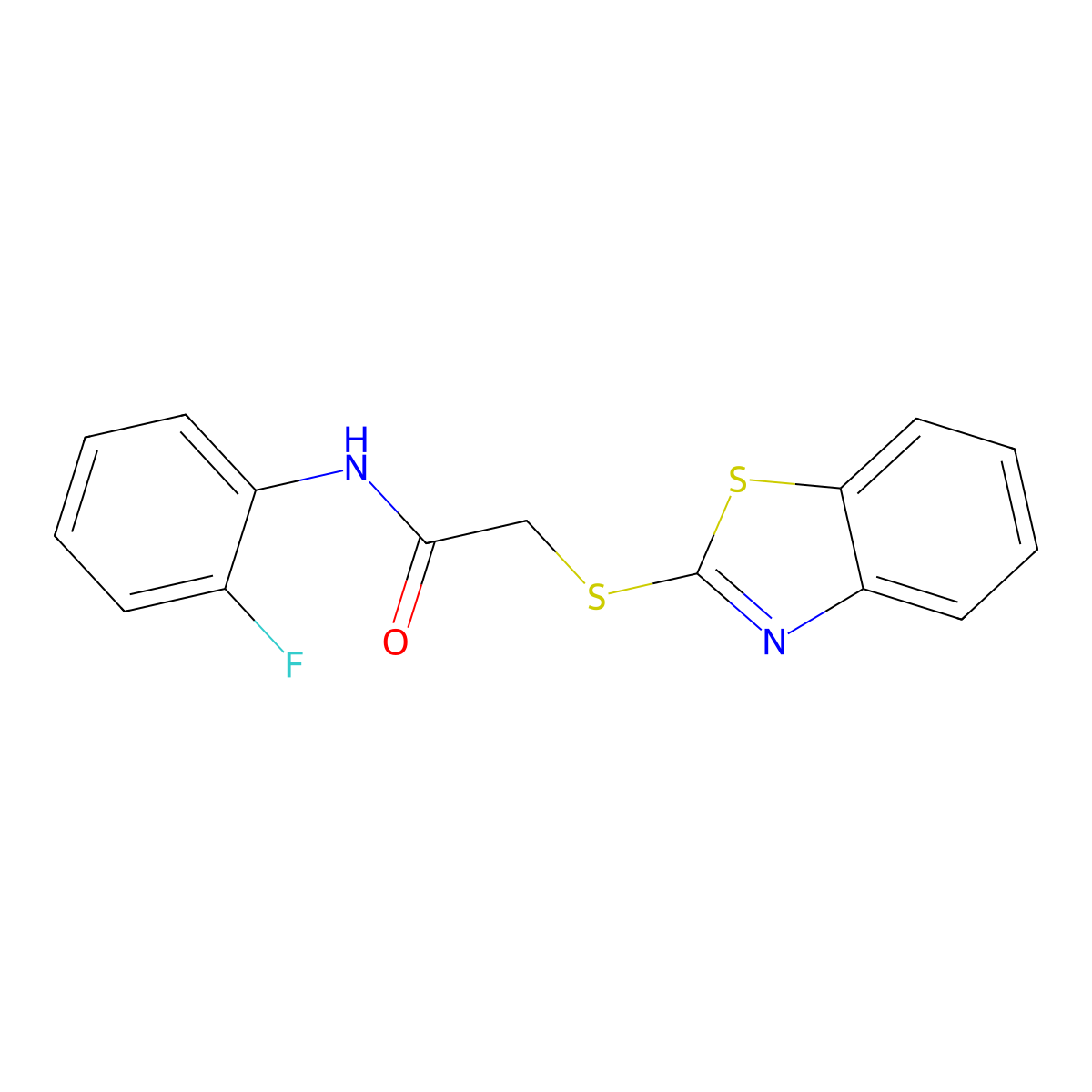 2-(1,3-benzothiazol-2-ylsulfanyl)-N-(2-fluorophenyl)acetamide molecular structure, CAS 303064-21-3
