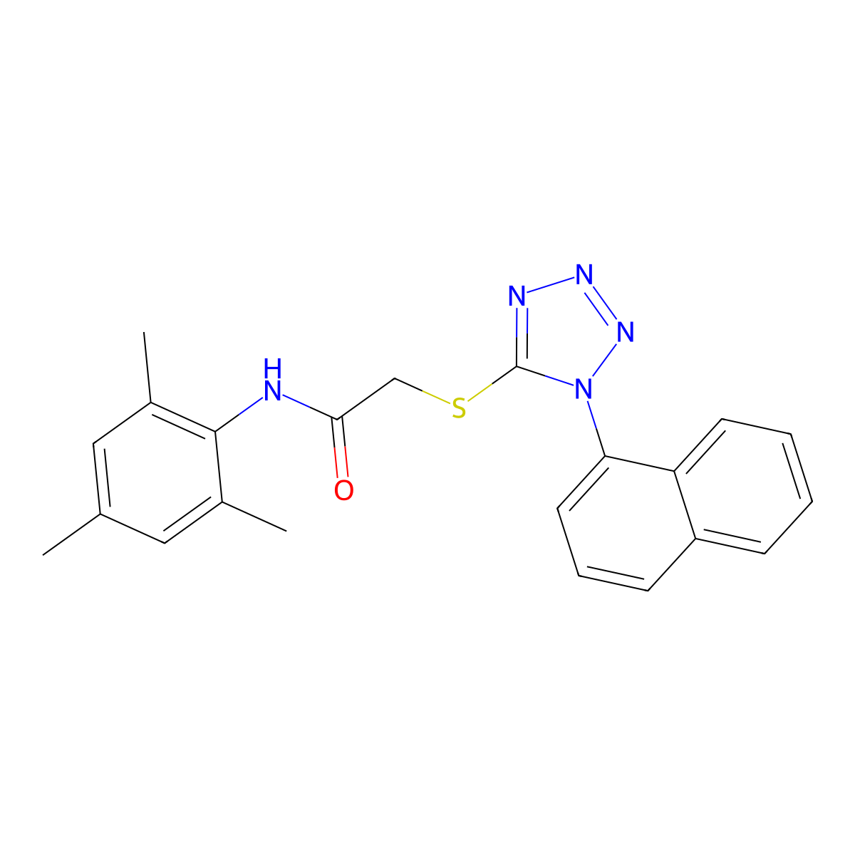 2-(1-naphthalen-1-yltetrazol-5-yl)sulfanyl-N-(2,4,6-trimethylphenyl)acetamide molecular structure, CAS 303064-24-6