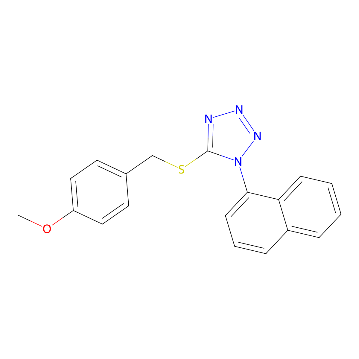 5-[(4-Methoxyphenyl)methylsulfanyl]-1-naphthalen-1-yltetrazole molecular structure, CAS 303064-36-0
