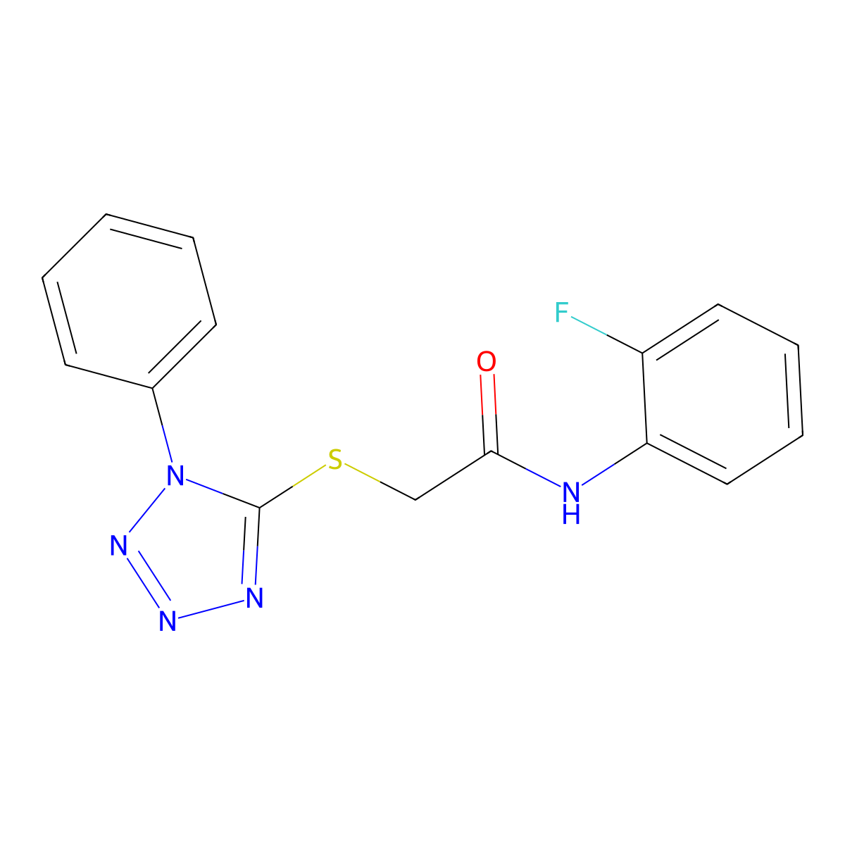 N-(2-fluorophenyl)-2-[(1-phenyl-1H-tetrazol-5-yl)sulfanyl]acetamide molecular structure, CAS 303064-44-0