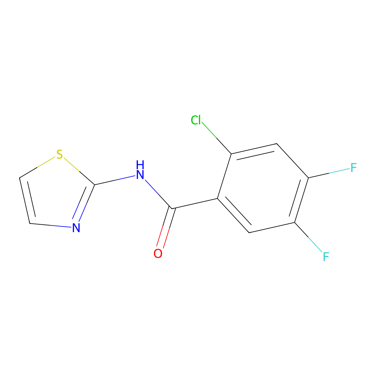 2-chloro-4,5-difluoro-N-(1,3-thiazol-2-yl)benzamide molecular structure, CAS 303064-61-1