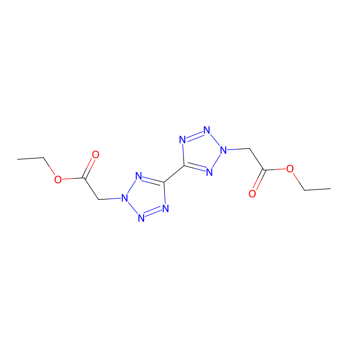 Ethyl 2-[5-[2-(2-ethoxy-2-oxoethyl)tetrazol-5-yl]tetrazol-2-yl]acetate molecular structure, CAS 303064-65-5