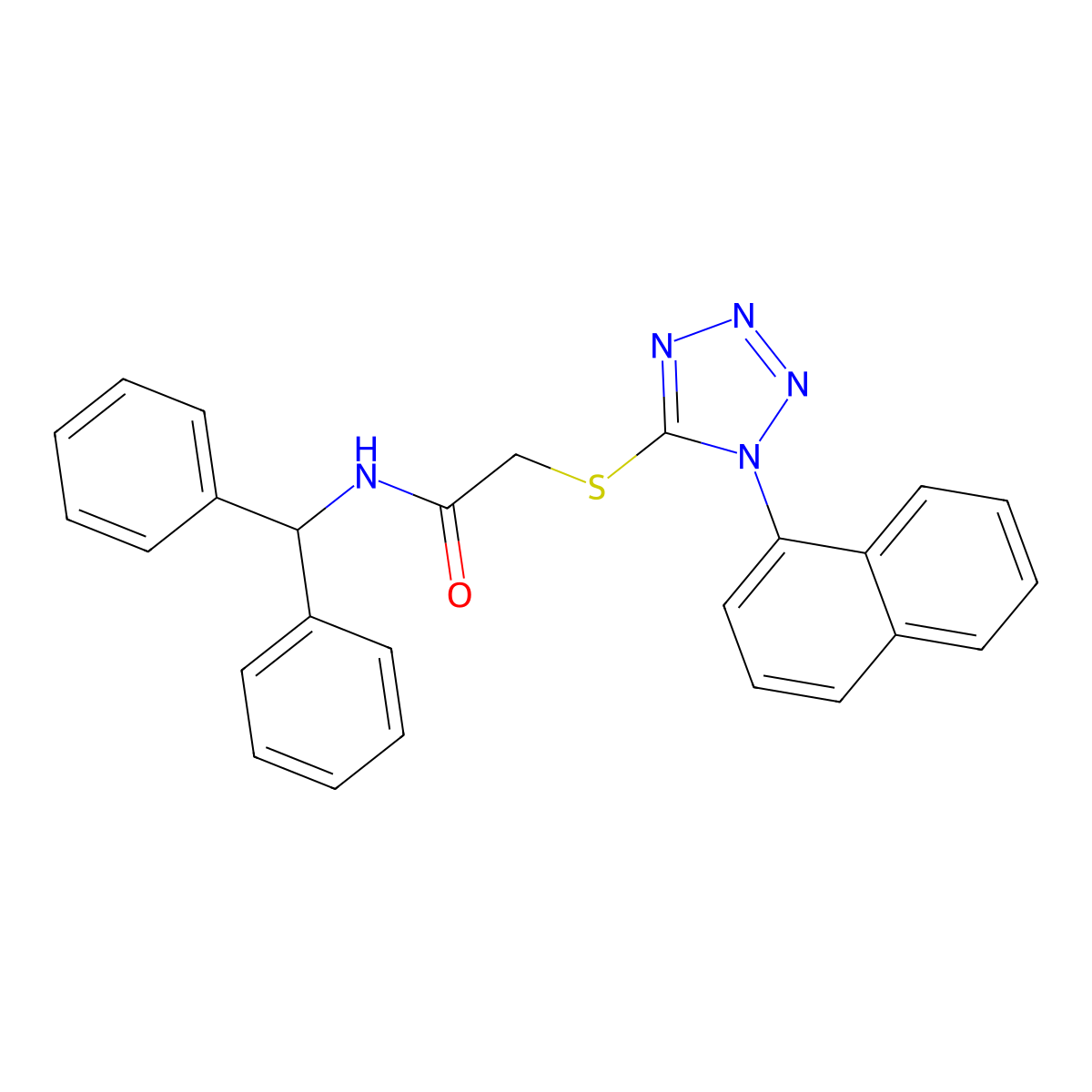 N-benzhydryl-2-(1-naphthalen-1-yltetrazol-5-yl)sulfanylacetamide molecular structure, CAS 303065-00-1