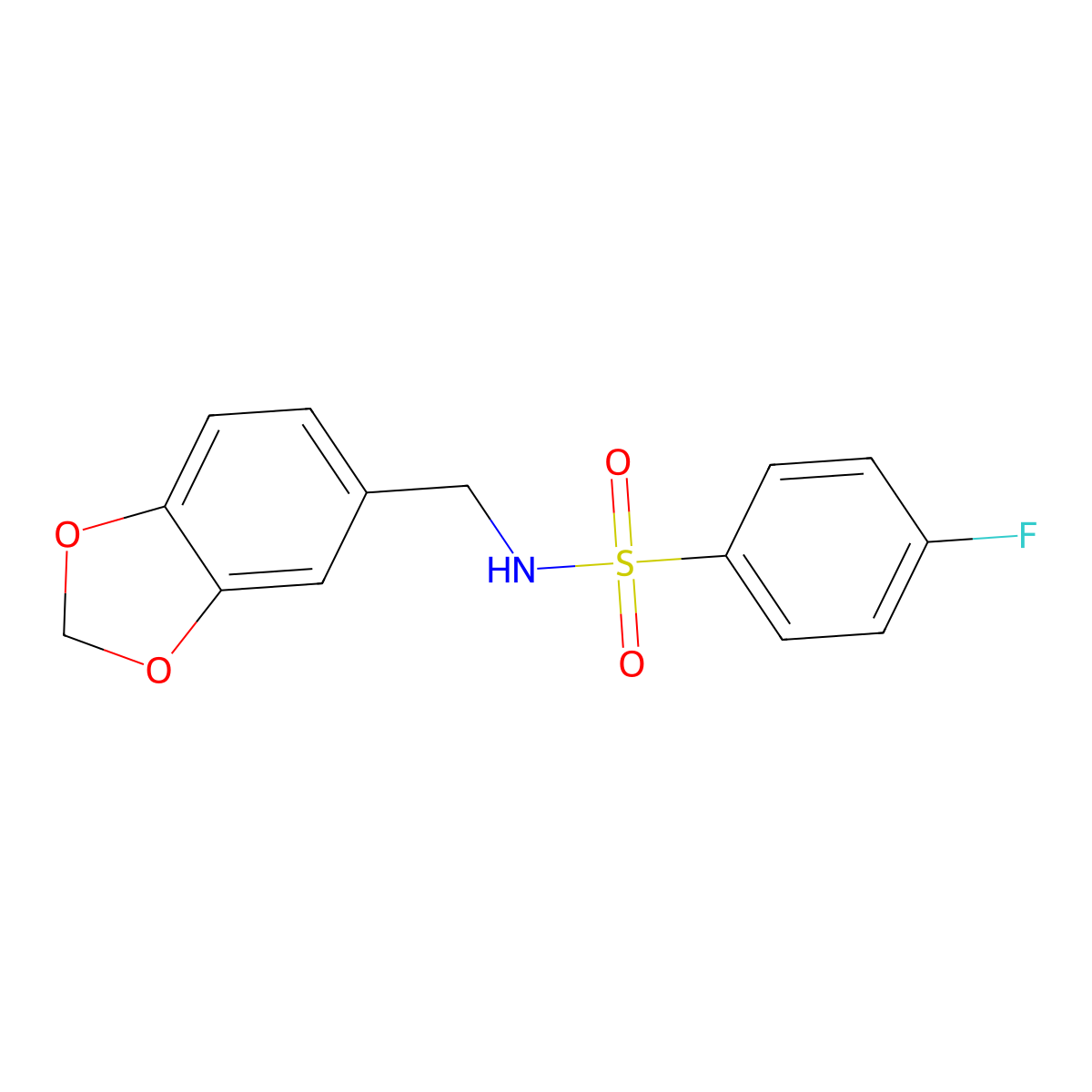 N-(1,3-Benzodioxol-5-ylmethyl)-4-fluorobenzenesulfonamide molecular structure, CAS 303065-08-9