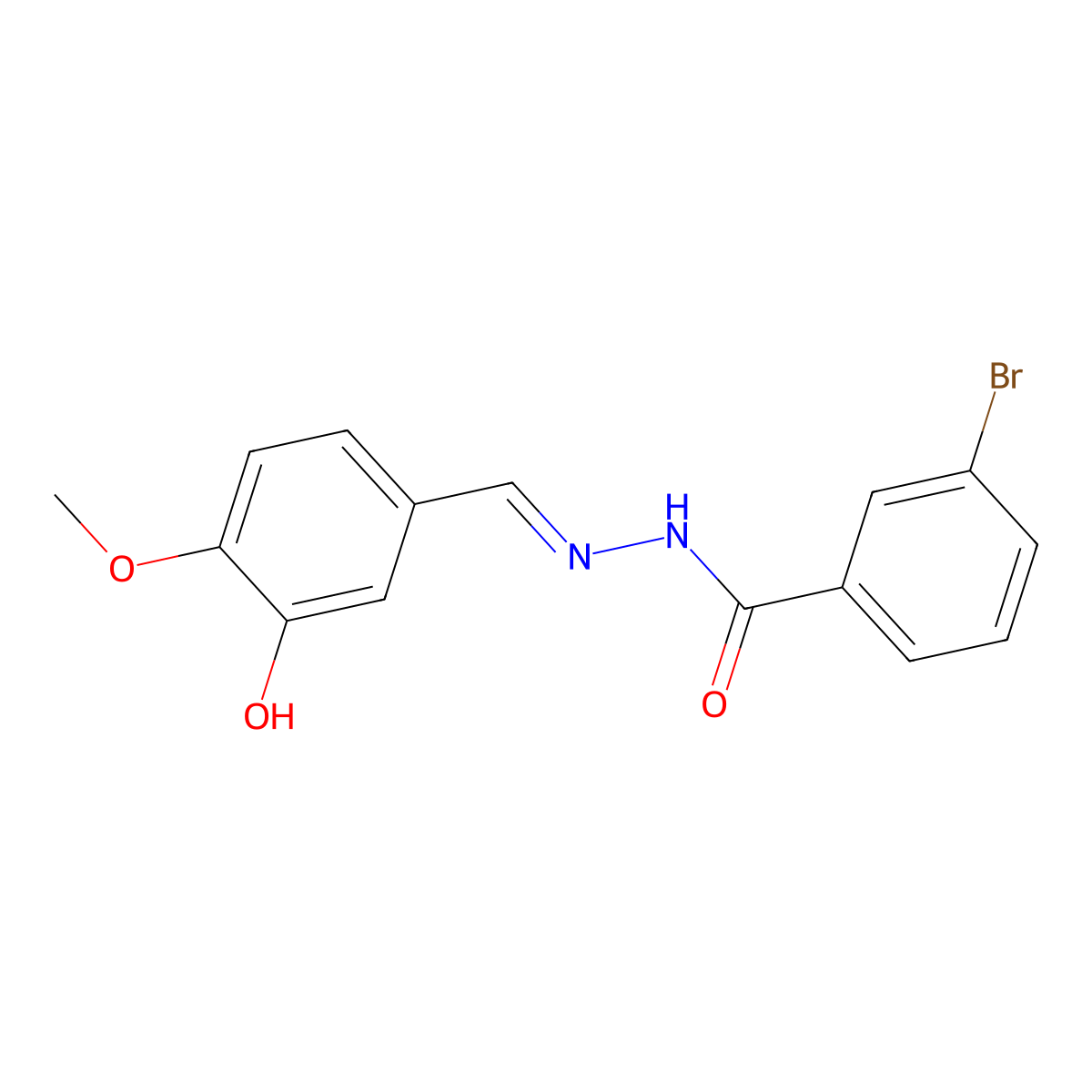 3-Bromobenzoic acid 2-[(3-hydroxy-4-methoxyphenyl)methylene]hydrazide molecular structure, CAS 303065-46-5