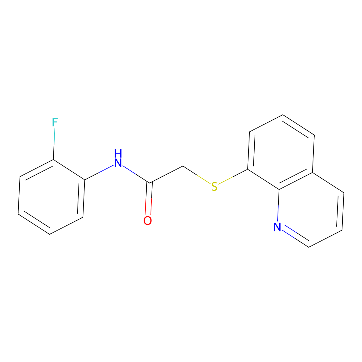 N-(2-fluorophenyl)-2-quinolin-8-ylsulfanylacetamide molecular structure, CAS 303065-48-7