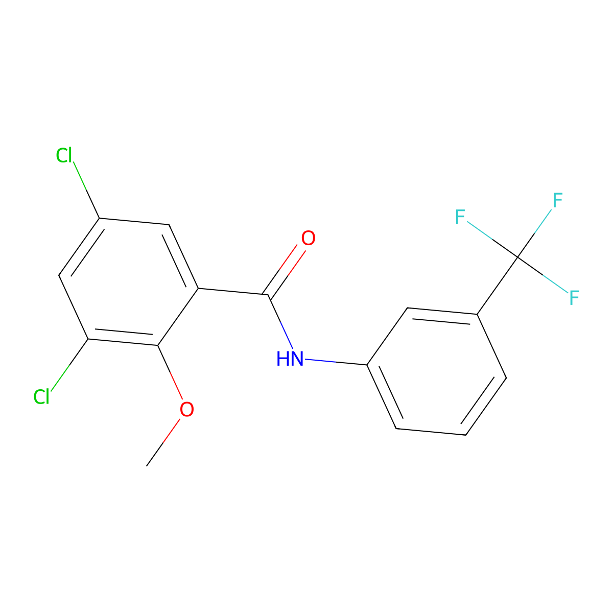 3,5-dichloro-2-methoxy-N-[3-(trifluoromethyl)phenyl]benzamide molecular structure, CAS 303065-70-5