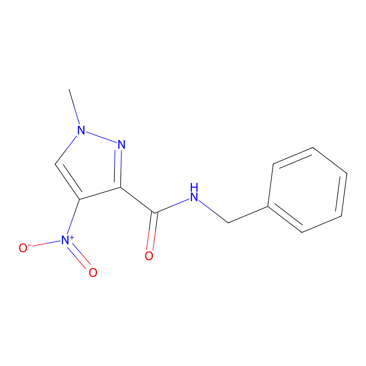 N-benzyl-1-methyl-4-nitro-1H-pyrazole-3-carboxamide molecular structure, CAS 303066-06-0