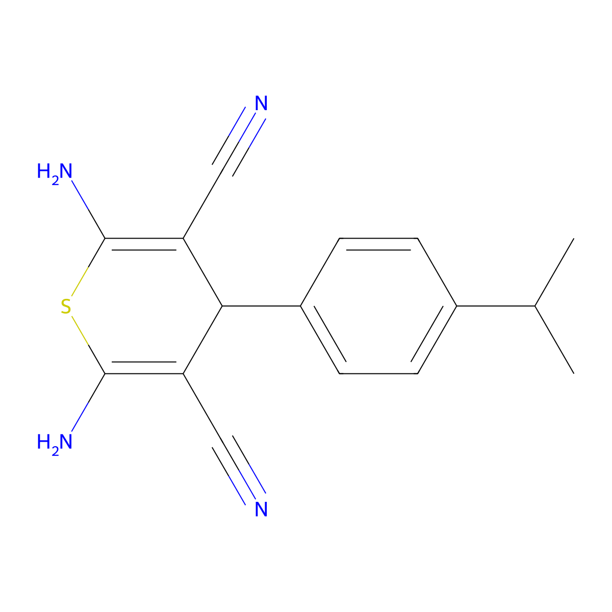 2,6-diamino-4-(4-isopropylphenyl)-4H-thiopyran-3,5-dicarbonitrile molecular structure, CAS 303066-28-6