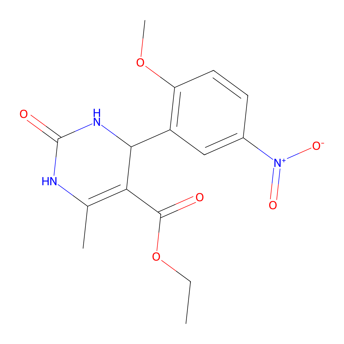 Ethyl 4-(2-methoxy-5-nitrophenyl)-6-methyl-2-oxo-1,2,3,4-tetrahydropyrimidine-5-carboxylate molecular structure, CAS 303066-31-1