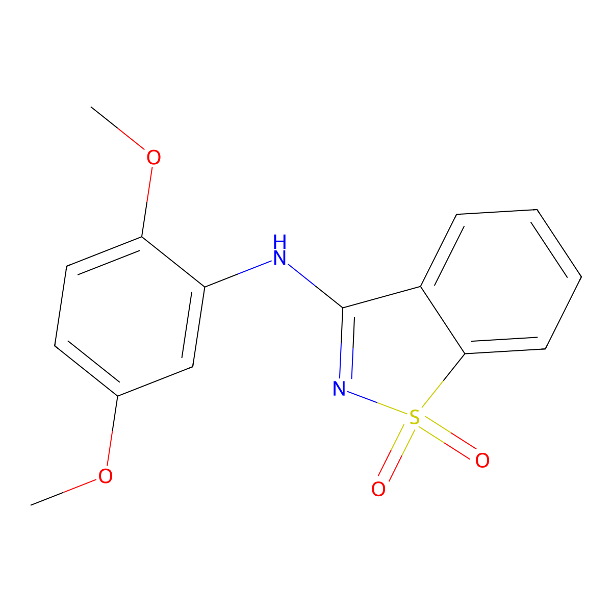 N-(2,5-dimethoxyphenyl)-1,2-benzothiazol-3-amine 1,1-dioxide molecular structure, CAS 303066-48-0