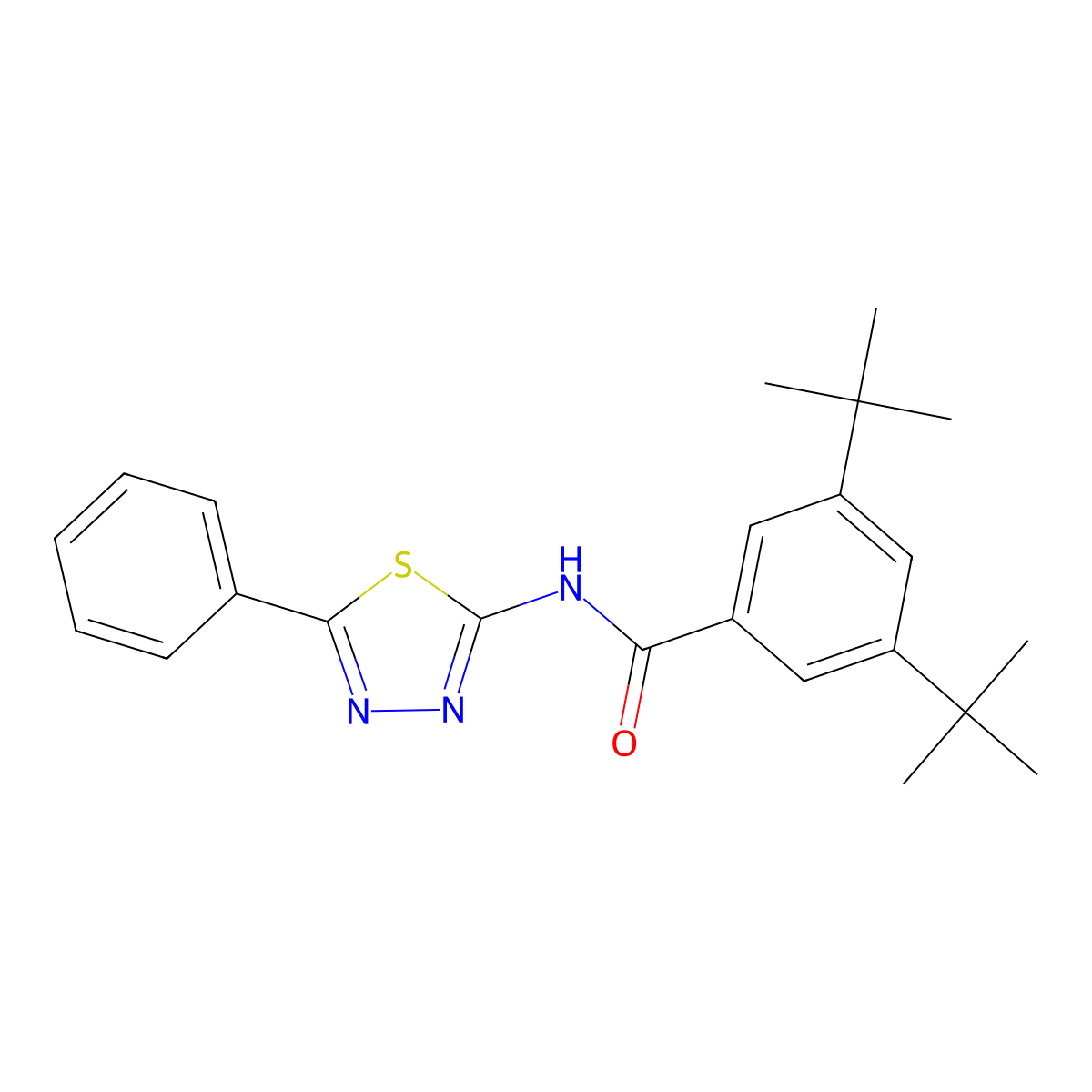 3,5-ditert-butyl-N-(5-phenyl-1,3,4-thiadiazol-2-yl)benzamide molecular structure, CAS 303066-78-6
