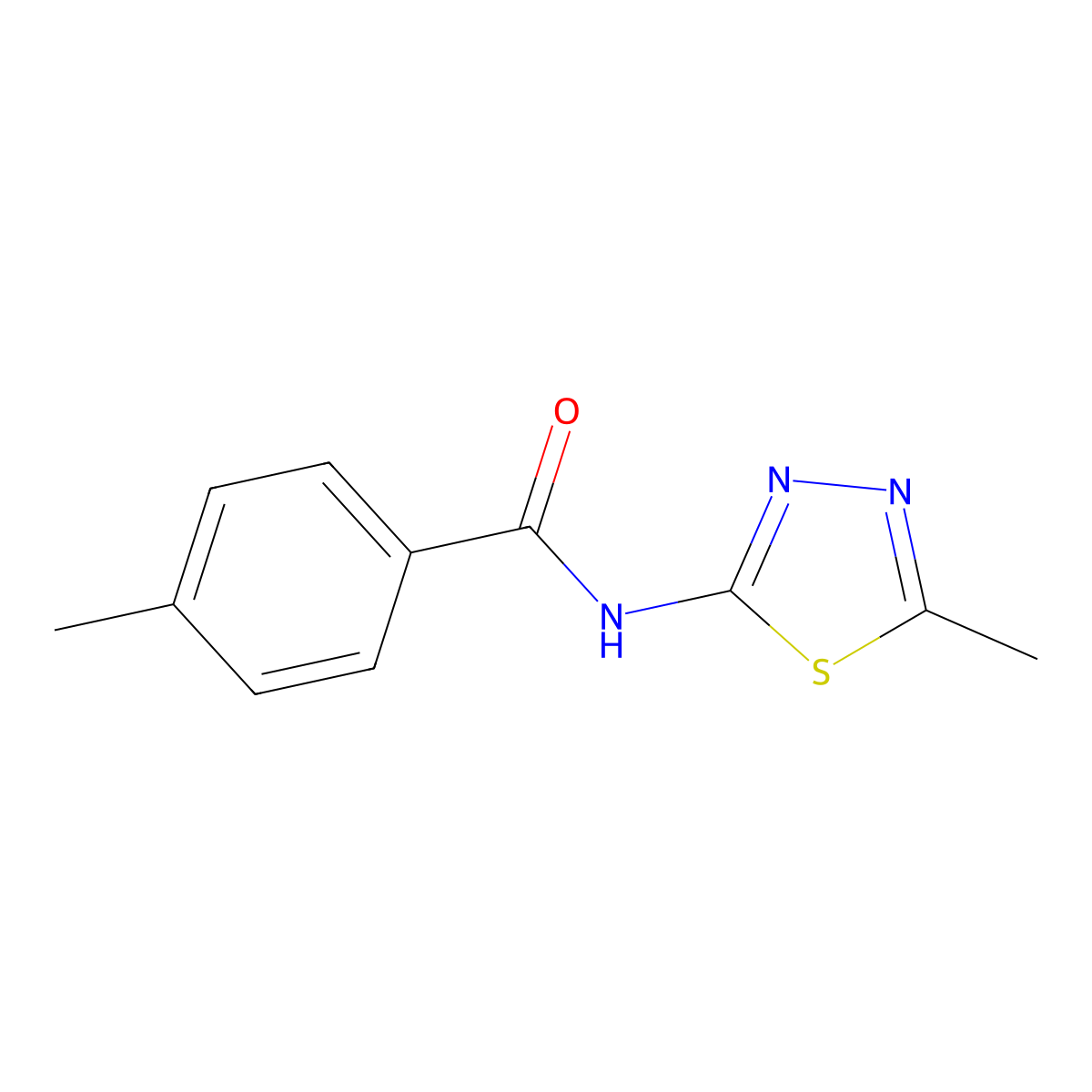 4-methyl-N-(5-methyl-1,3,4-thiadiazol-2-yl)benzamide molecular structure, CAS 303066-80-0