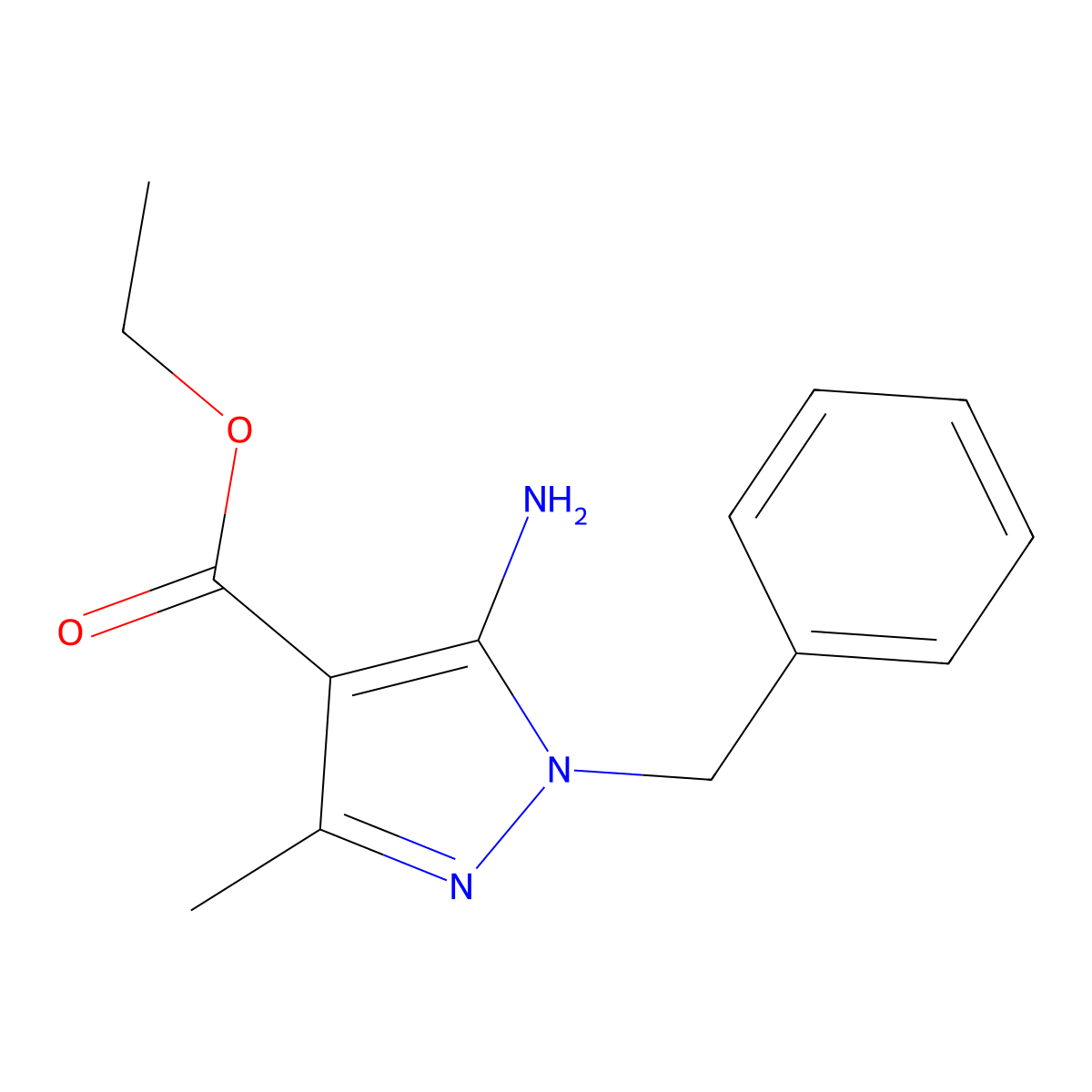 ethyl 5-amino-1-benzyl-3-methyl-1H-pyrazole-4-carboxylate molecular structure, CAS 303066-82-2