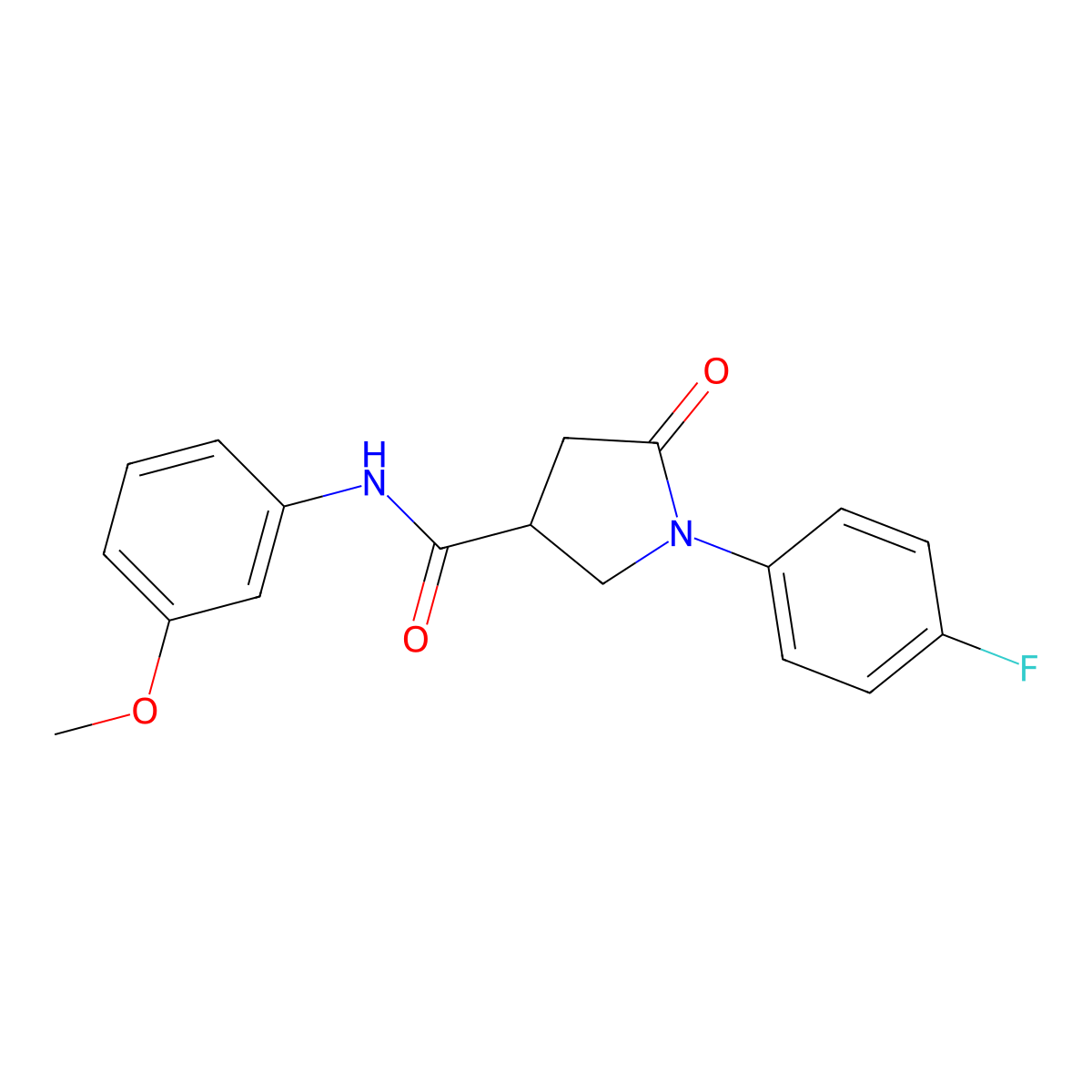 1-(4-fluorophenyl)-N-(3-methoxyphenyl)-5-oxopyrrolidine-3-carboxamide molecular structure, CAS 303066-93-5
