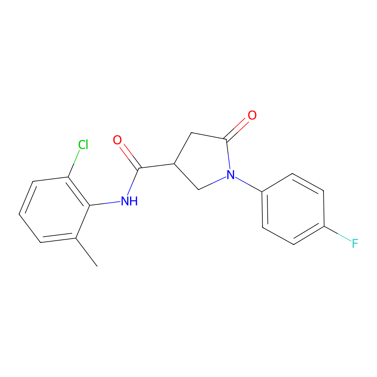 N-(2-chloro-6-methylphenyl)-1-(4-fluorophenyl)-5-oxopyrrolidine-3-carboxamide molecular structure, CAS 303066-94-6