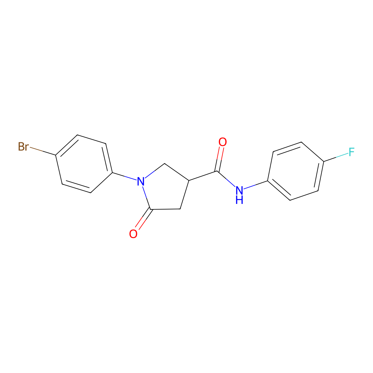 1-(4-bromophenyl)-N-(4-fluorophenyl)-5-oxopyrrolidine-3-carboxamide molecular structure, CAS 303067-02-9
